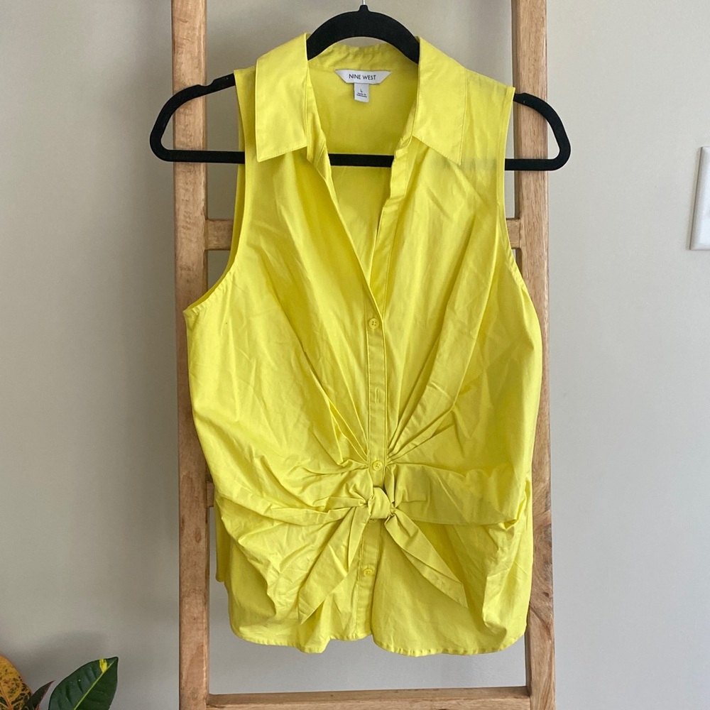 Nine West Bright Yellow Sleeveless Blouse